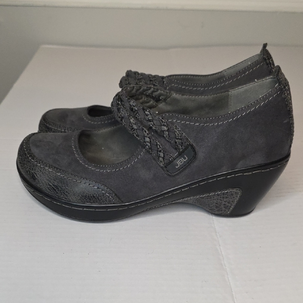 JBU Women's Charcoal Wedge Shoes. Mary Jane Style Sz 9.5